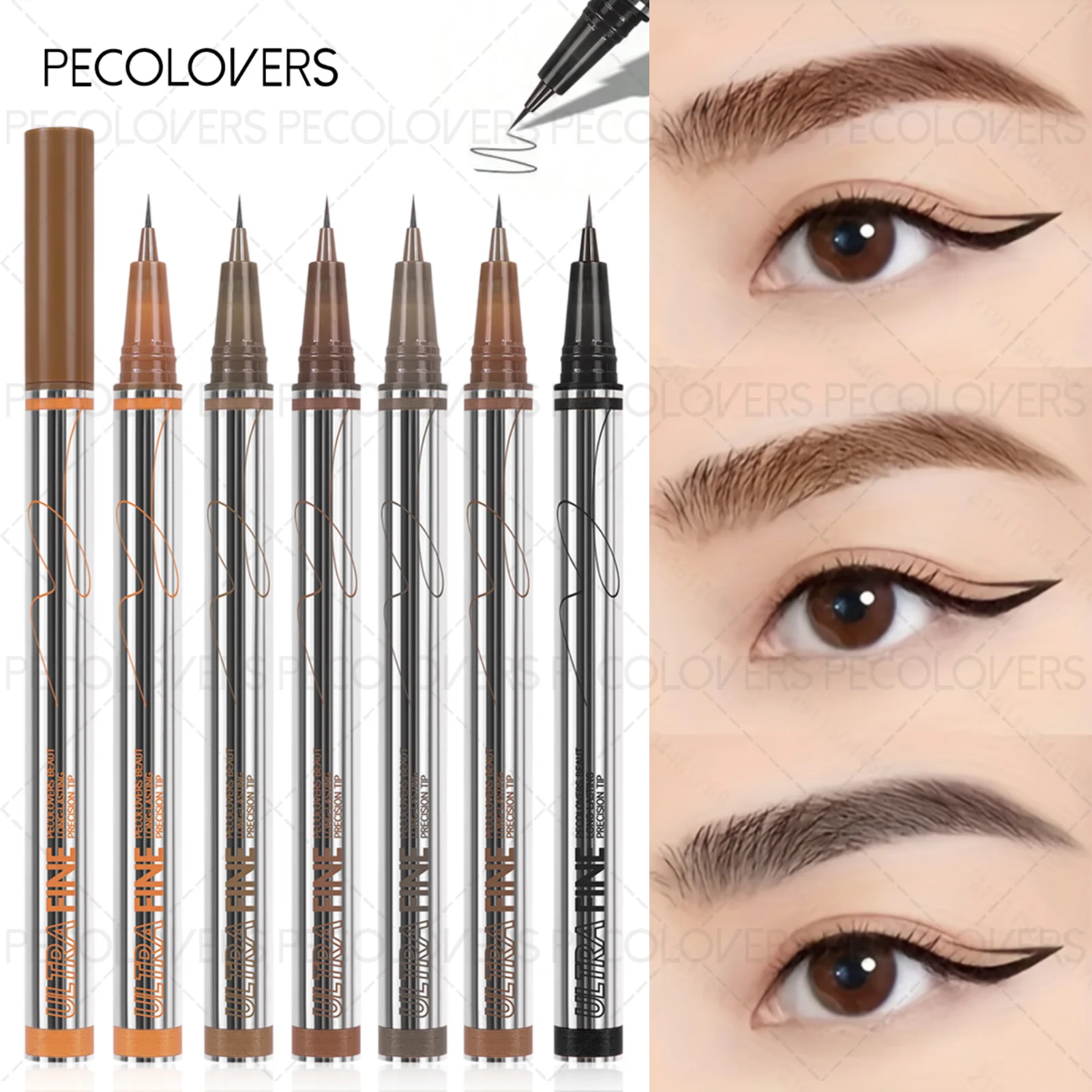 4-Way Slanted Eyebrow Pencil, Waterproof, Sweatproof, Long-Lasting, Non-Blending, Comfortable to Touch, Easy to Carry Zpaxo