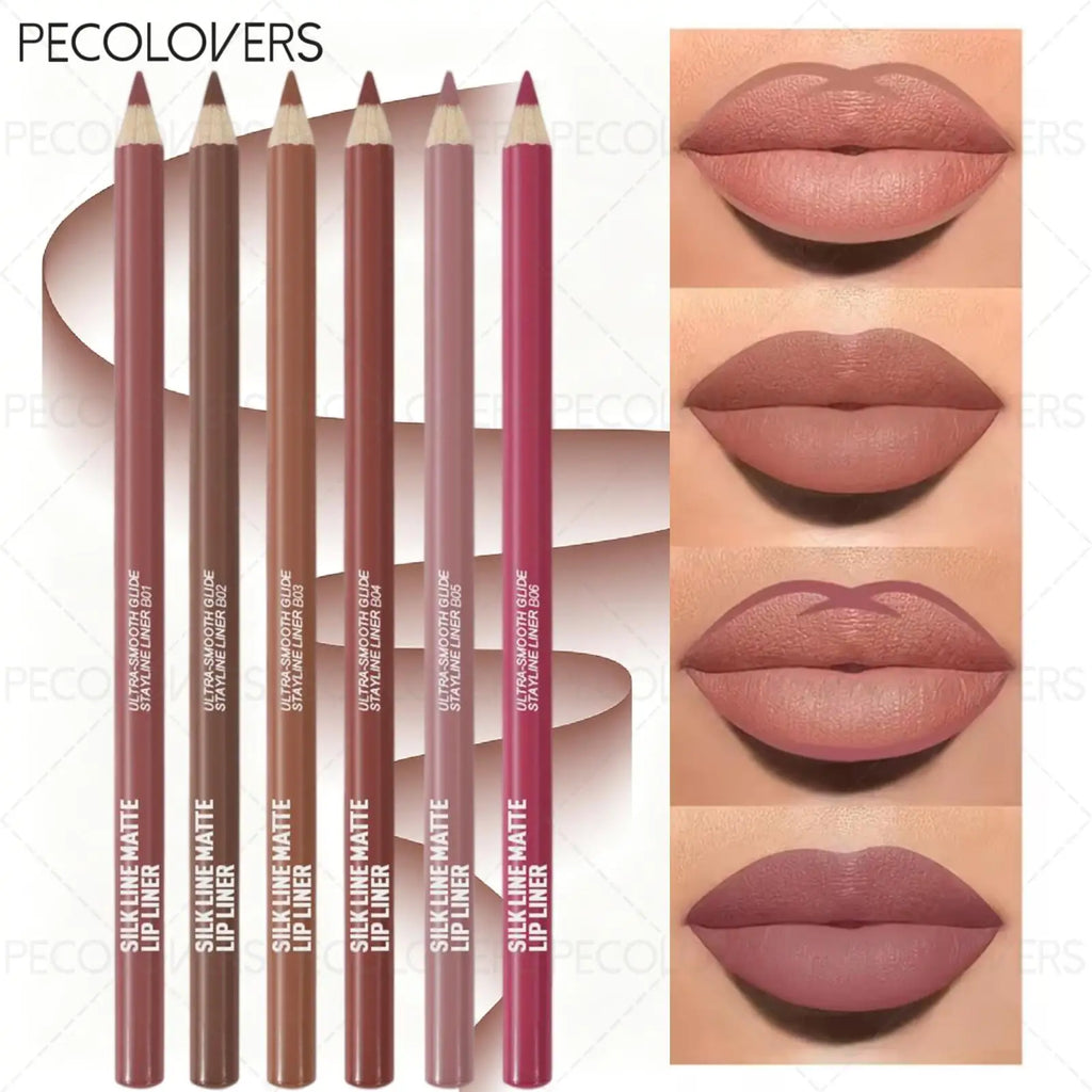 1PC 6 Colors Nude Brown Lip Liner Makeup - Waterproof And Smudge-Proof Matte Pencil, Long-Lasting And Durable Zpaxo