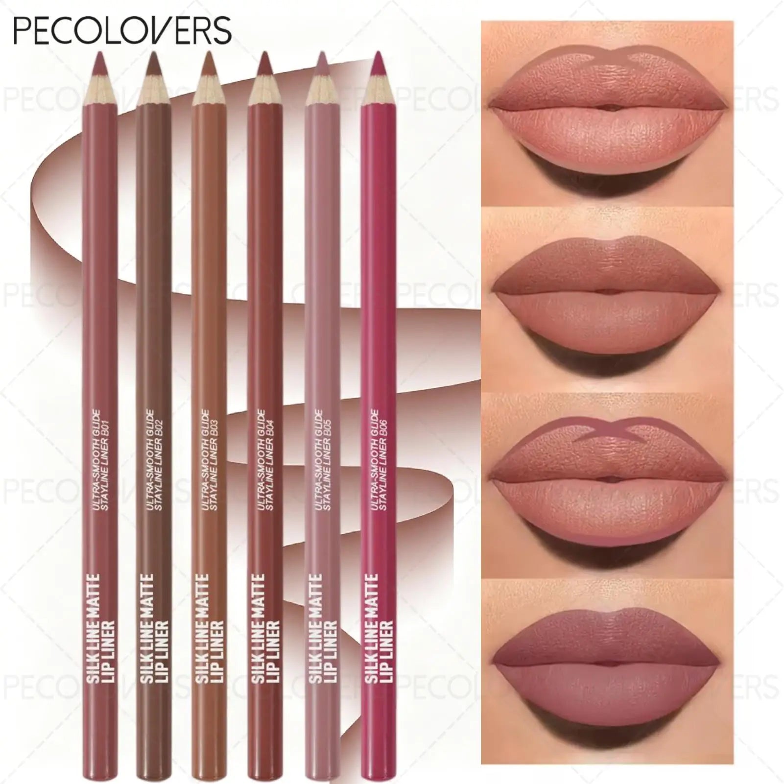 1PC 6 Colors Nude Brown Lip Liner Makeup - Waterproof And Smudge-Proof Matte Pencil, Long-Lasting And Durable Zpaxo