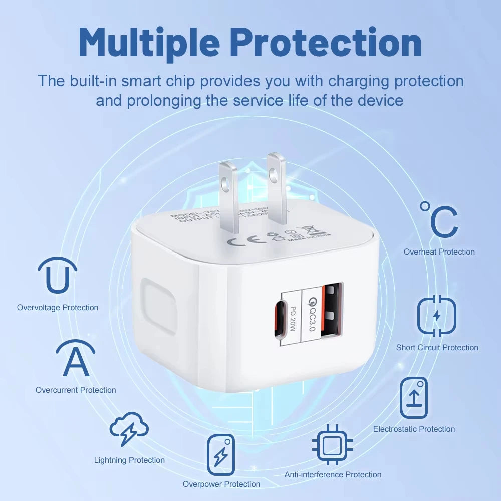 PD 20W USB Type C Charger Fast Charging Adapter Phone Quick Charger For iPhone Samsung Xiaomi Huawei Wall Charger EU/US/UK Plug Zpaxo
