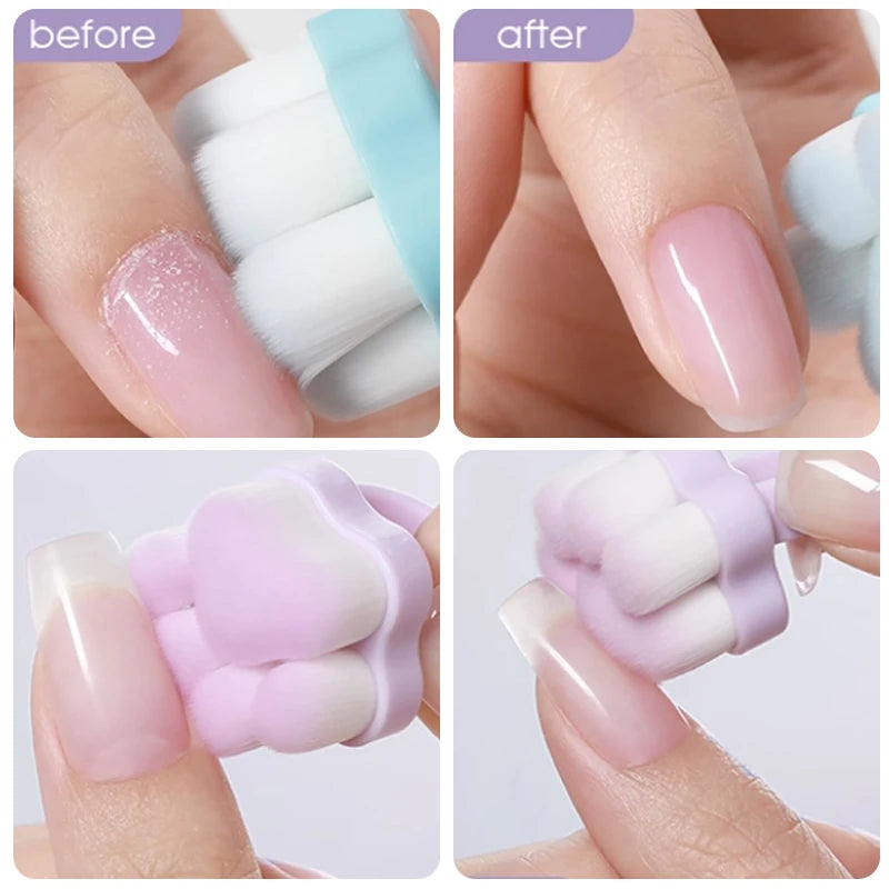 New Cat's Paw Manicure Dust Clean Brush Finger Ring Duster Blush Powder Brushes Soft Hair Nail Polish Powder Dusting Tools Zpaxo