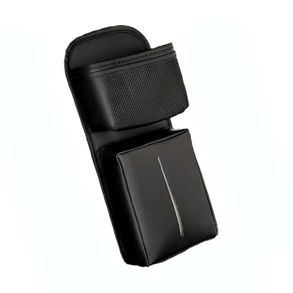 Multi-Functional Car Seat Side Storage Bag Tissue Box Wear-Resistant Car Seat Hanging Organizer Leather Portable Auto Seat Box Zpaxo Black