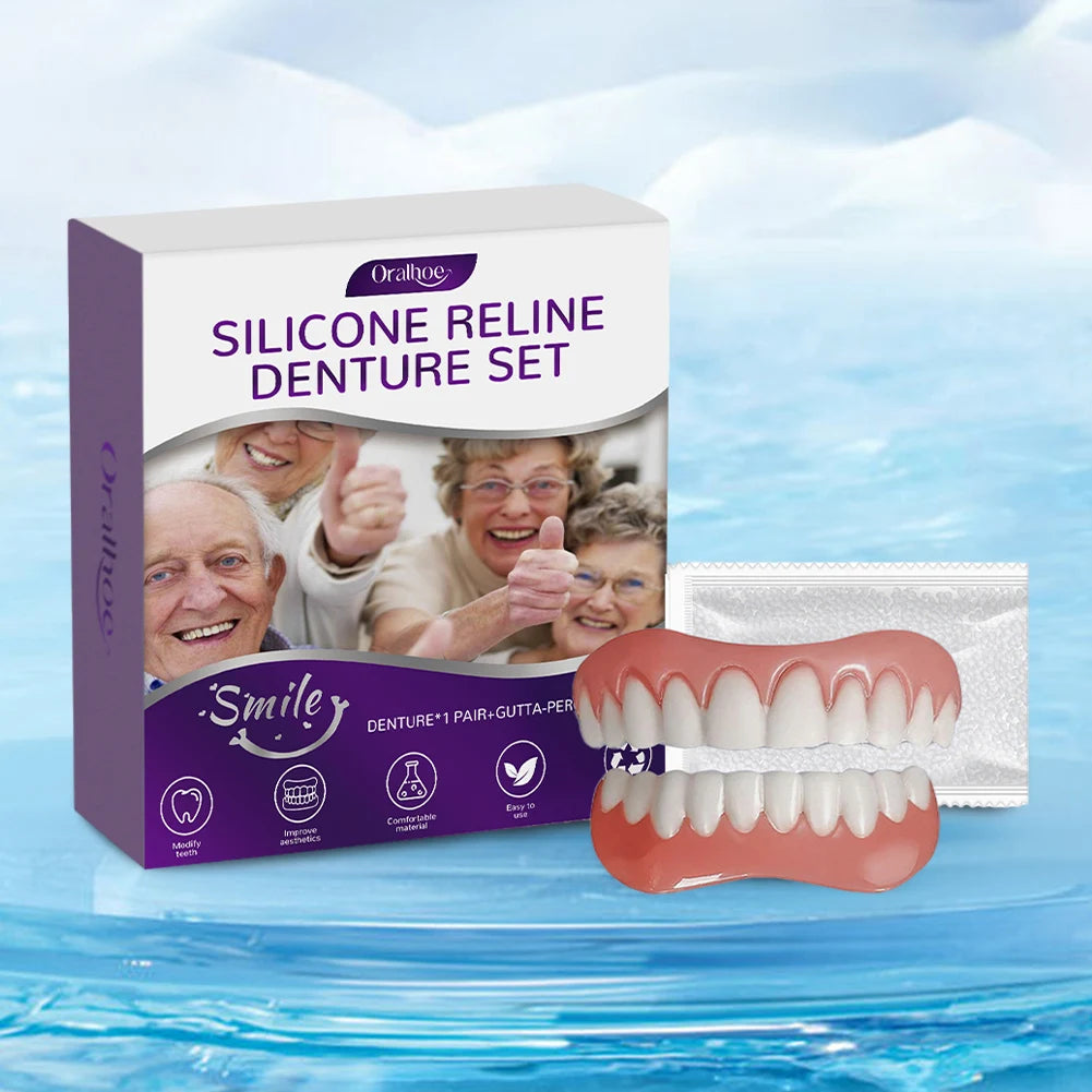 Silicone Reline Denture Soft Dentures False Teeth Upper Lower Men Zpaxo