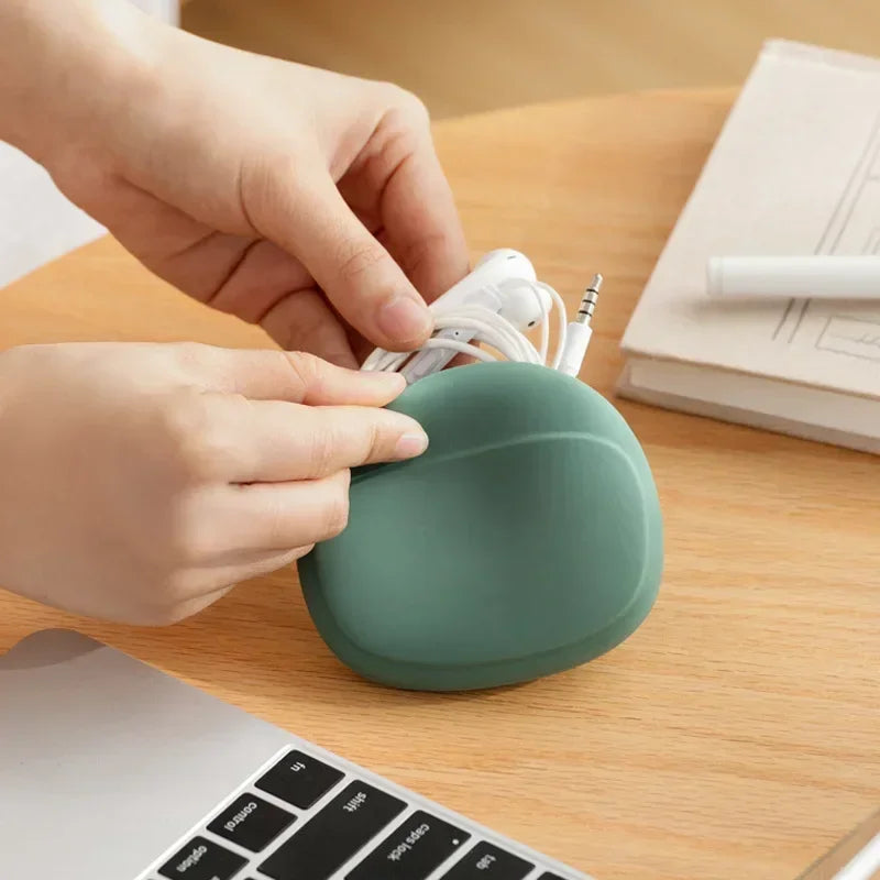 Portable Data Cable Headphone Storage Box Simple Mobile Phone Data Cable Organizing Bag Silicone Storage Box Cute Coin Purse Zpaxo