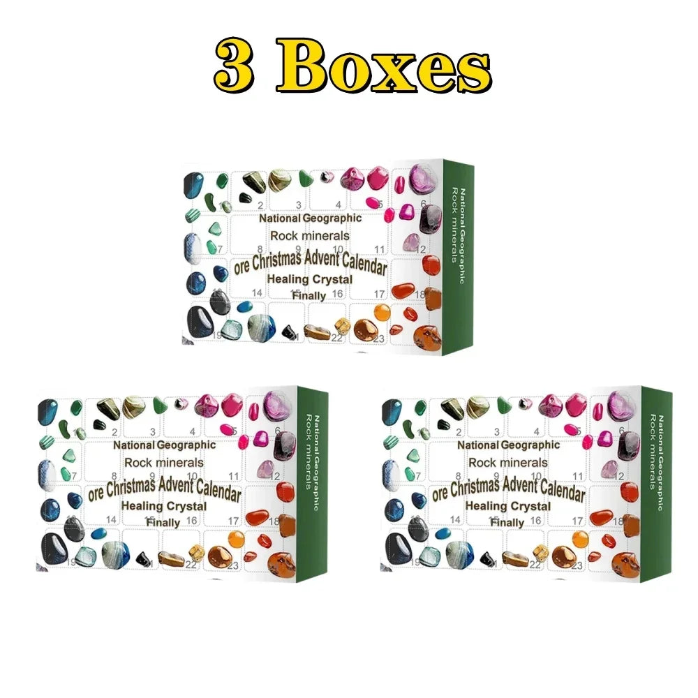 24 Days Blind Box Lattice Natural Healing Stone Green Christmas Ore
