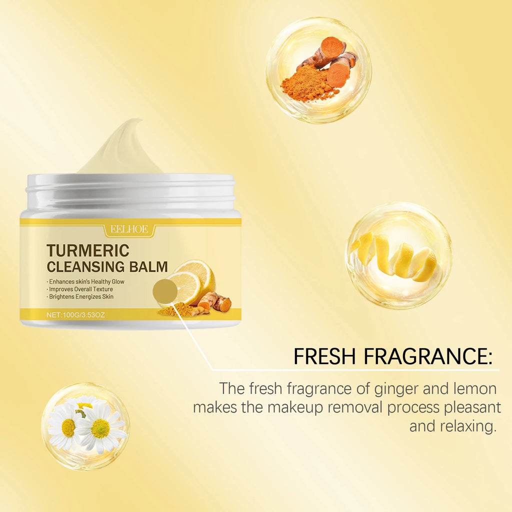 Ginger Lemon Makeup Remover Cleansing Facial Non-Tightening Gentle Makeup Face Eye Lip Makeup Remover Turmeric Cleansing Balm Zpaxo