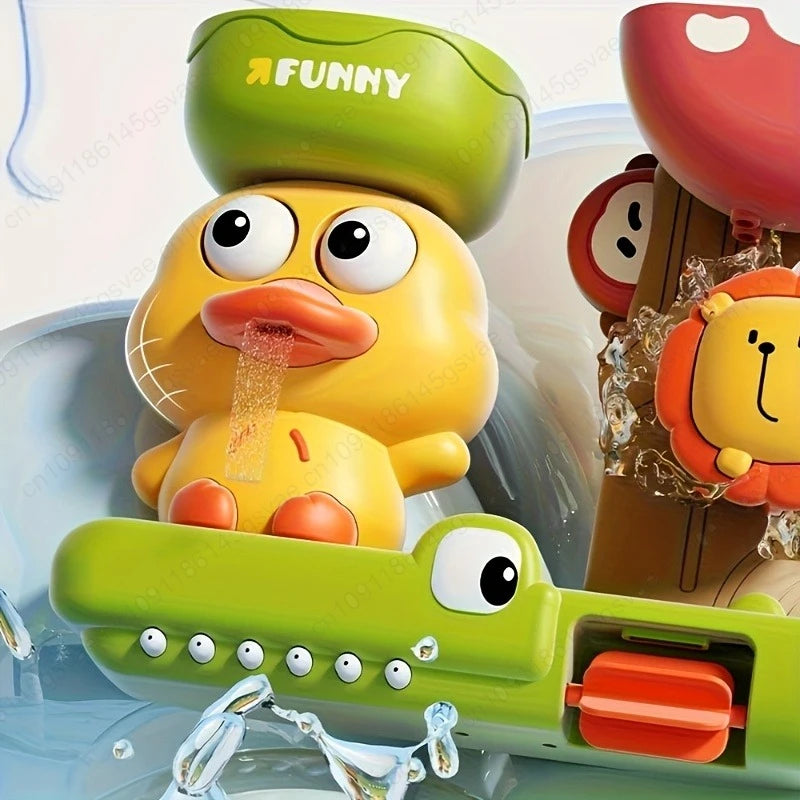 Children's Take A Shower Paddle Toys Cartoon Animals Duck Spin Water Spray Waterwheel Bath Toy Kids Delight Shower Toy Gift Zpaxo