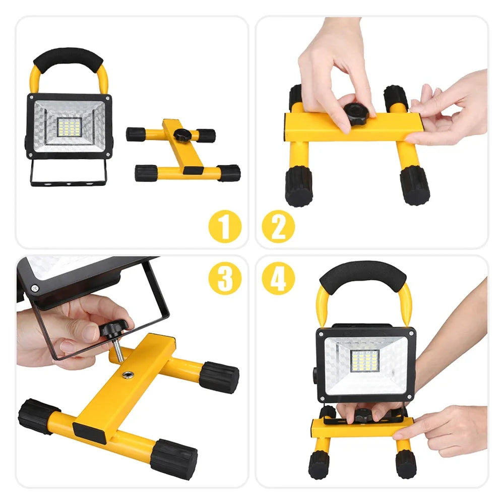 30W LED Rechargeable Floodlight – IP65 Waterproof Work Lamp
