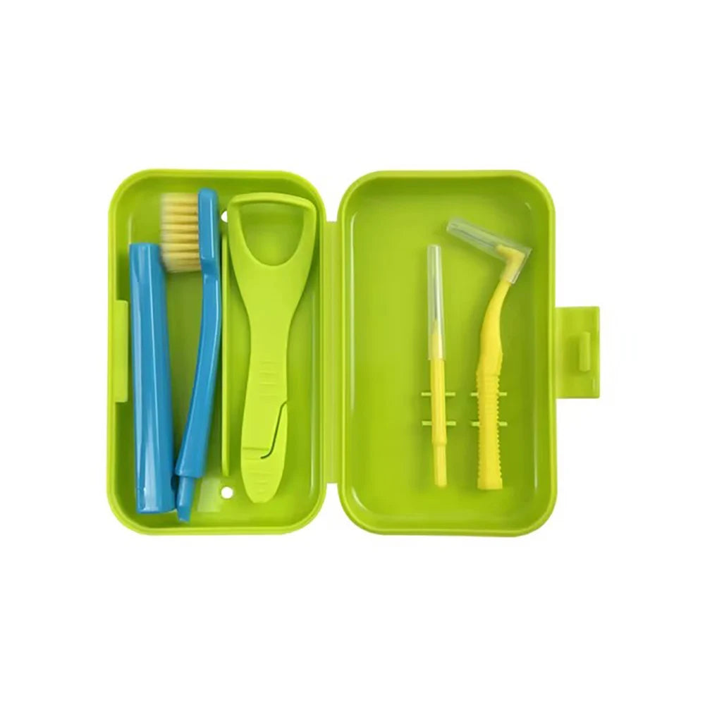 Portable Toothbrush Box Orthodontic Oral Hygiene Tools Kits Zpaxo green
