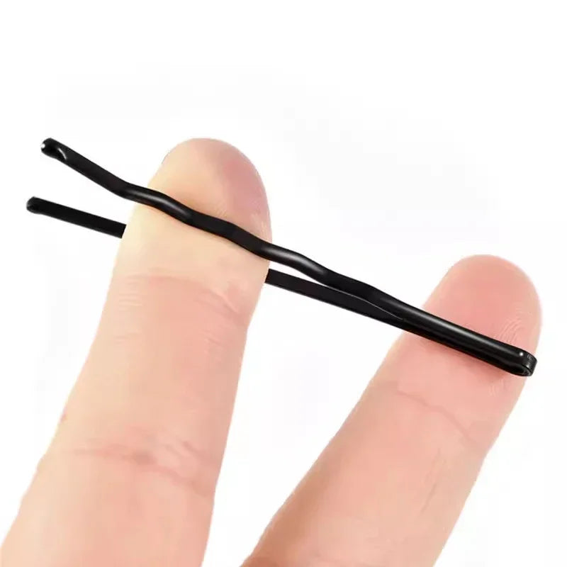 50- Black Pins Non-slip Hairpins Women Durable Metal Straight Line