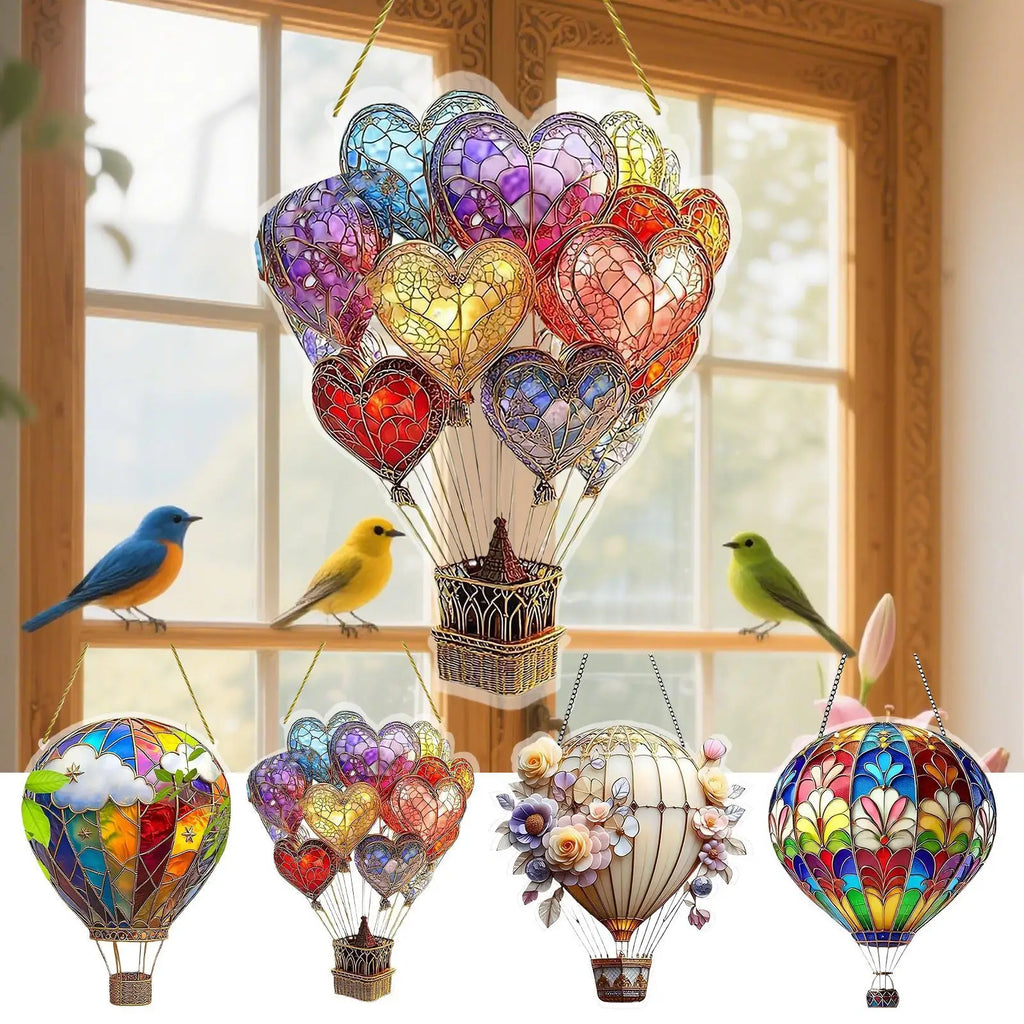 Acrylic flat Pendant Love Balloon Hot Air Balloon Lantern Valentine's Day Decoration For Home Lawn Garden Porch Yard Ornaments Zpaxo