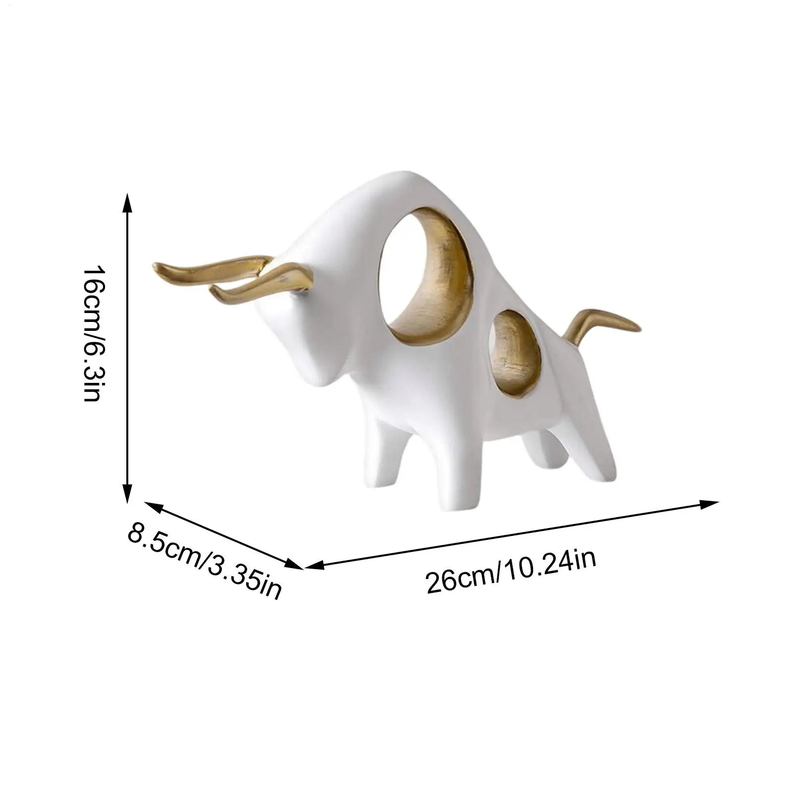 Bull Figurine Cute Resin Animal Ornament Statue Decor Bedroom Office