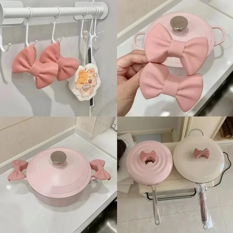 Silicone Bow-Shape Oven Mitts – Heat Resistant Pot Holders 2pc Silicone Oven Mitts Zpaxo