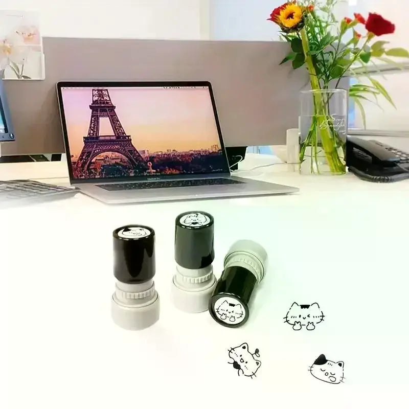 Cute Cartoon Black Kitten Stamp Lovely Shape Journal Stamps DIY Zpaxo