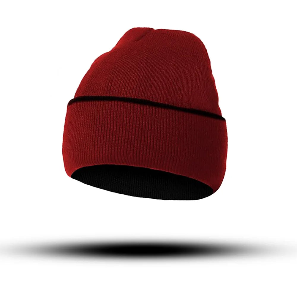Double Layer Color Block Knit Beanie | Unisex Winter Hat