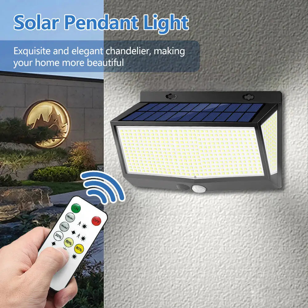 Super Bright 528LED Solar Wall Lamp With Motion Sensor Solar Security Light 3 Lighting Modes Waterproof Powered Floodlights Yard Zpaxo