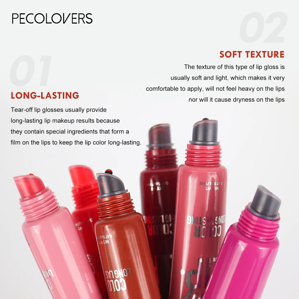 6-color Liquid Peel-off Lip Gloss Waterproof Long-lasting Non-stick Zpaxo