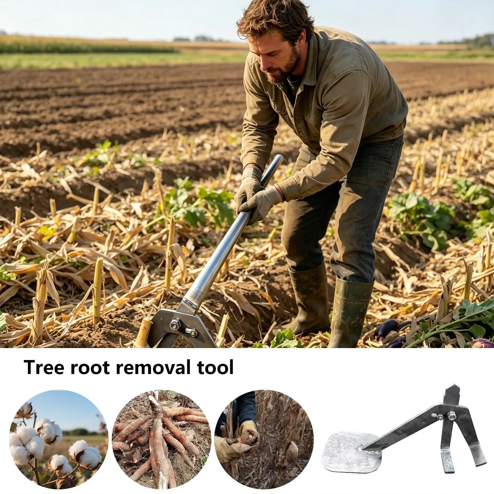 Root Puller Heavy Duty Adjustable Uprooter Tool Anti-slip Stalks