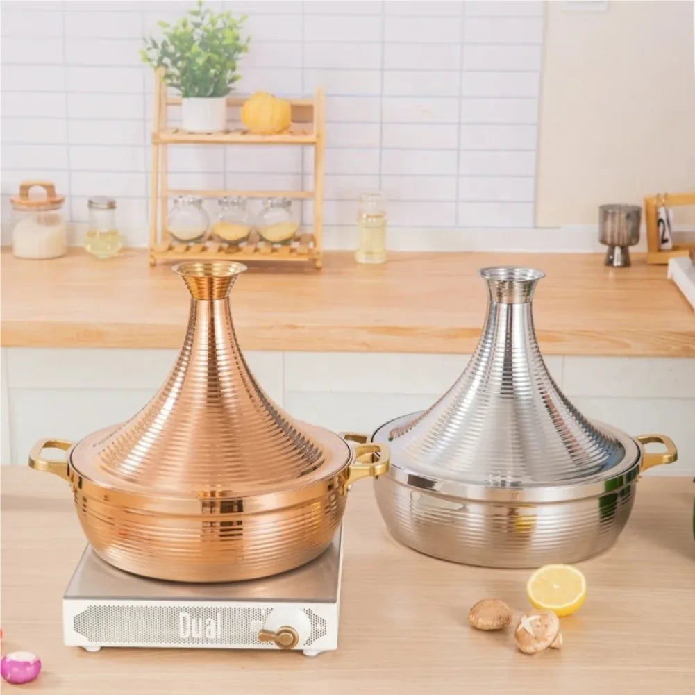 Stainless Steel Moroccan Tajine Pot with Induction Compatible Base for Versatile Cooking Needs Zpaxo