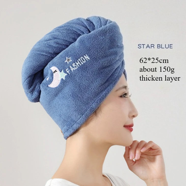 Hair Quickly Dry Towel Women Swimming Care Wrap Adult Bathroom Zpaxo Blue