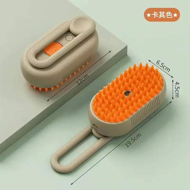 Cat Dog Pet Spray Massage Brush One Button Steam Spray Folding Rotatable Floating Hair Bath Hair Removal Brush Comb Zpaxo 1pcs-brown