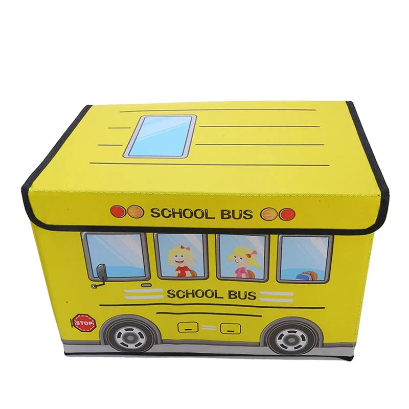 Cartoon School Bus-themed Children's Toy Storage Box Large-capacity
