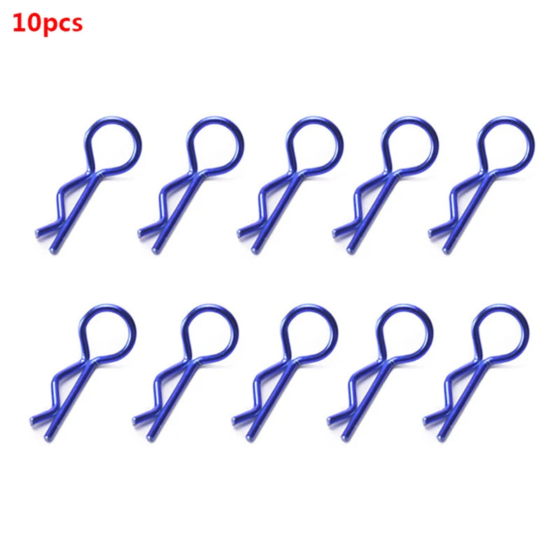 10pcs Stainless Steel Body Clips R Pin Shell for Redcat HSP 1/10 RC Car Parts Zpaxo Blue