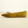 Flat Shoes for Women Spring Autumn New 2025 Butterfly Bow Diamond Velvet Pointed Toe Shallow Mouth Flat Plus Size Women's Shoe Zpaxo Yellow 35