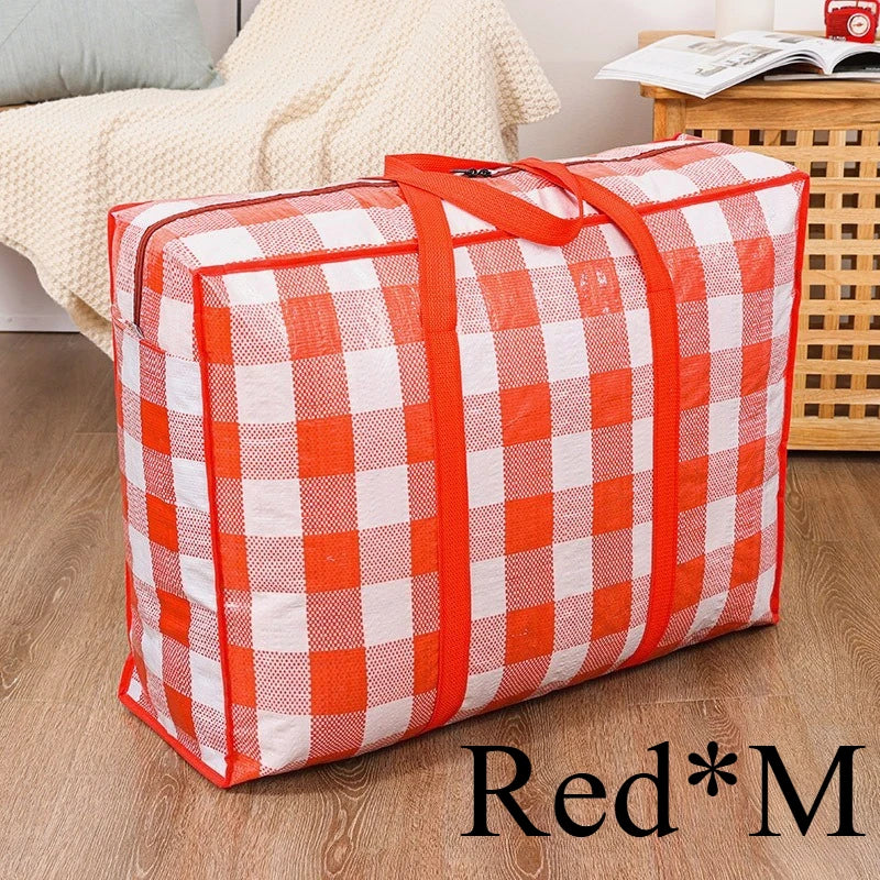 1 Heavy Duty Storage Bags Zipper Waterproof Foldable Moving Clothes Zpaxo Red1-M 1
