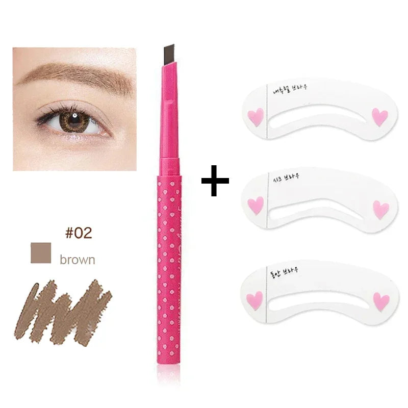 Waterproof Eyebrow Pencil Eye Brow Card Stamp Lady Rotating 3 Shaping Zpaxo 02 With card