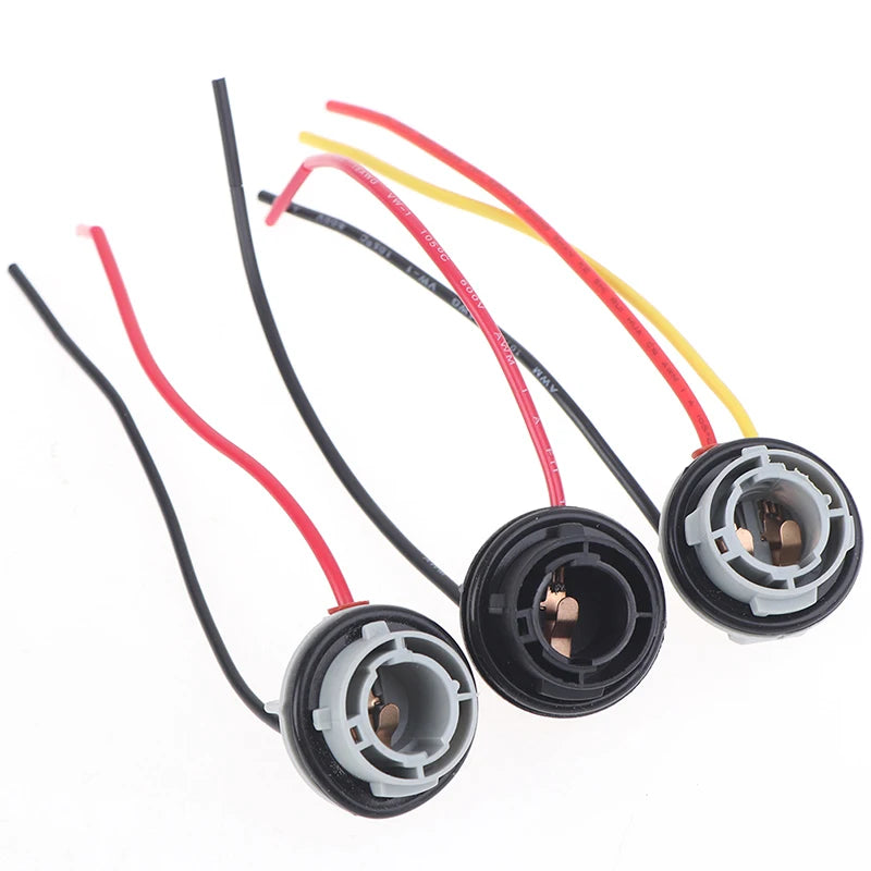 2-Pack 1156 1157 BAY15D Pre-Wired Bulb Socket Adapter Connector