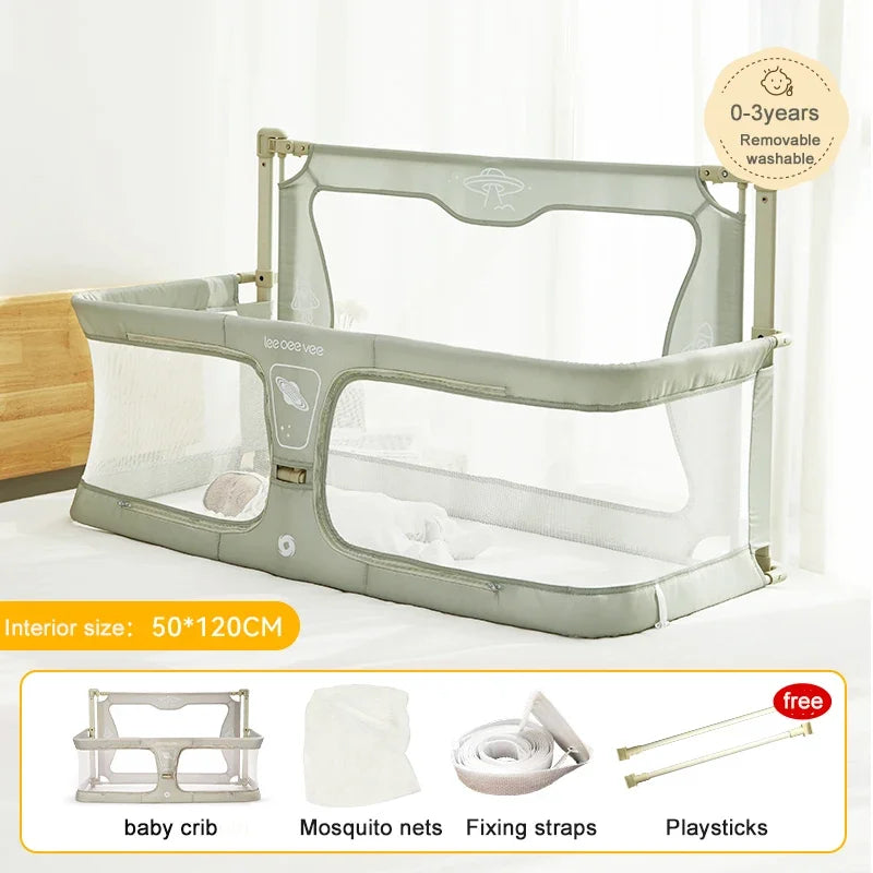 Simple Lightweight Baby Cot Dual-use Comfortable Toddler Bed Within Zpaxo Green with mosquinet