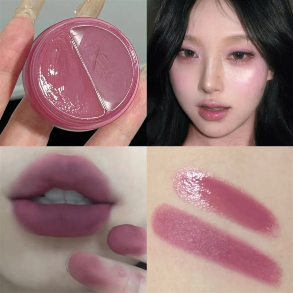 Multi-Use Dual Texture Lip Mud Volumizing Matte Lip Stain Long-Lasting Rich Soft Purple Gloss Rouge Natural Lips & Cheek Makeup Zpaxo
