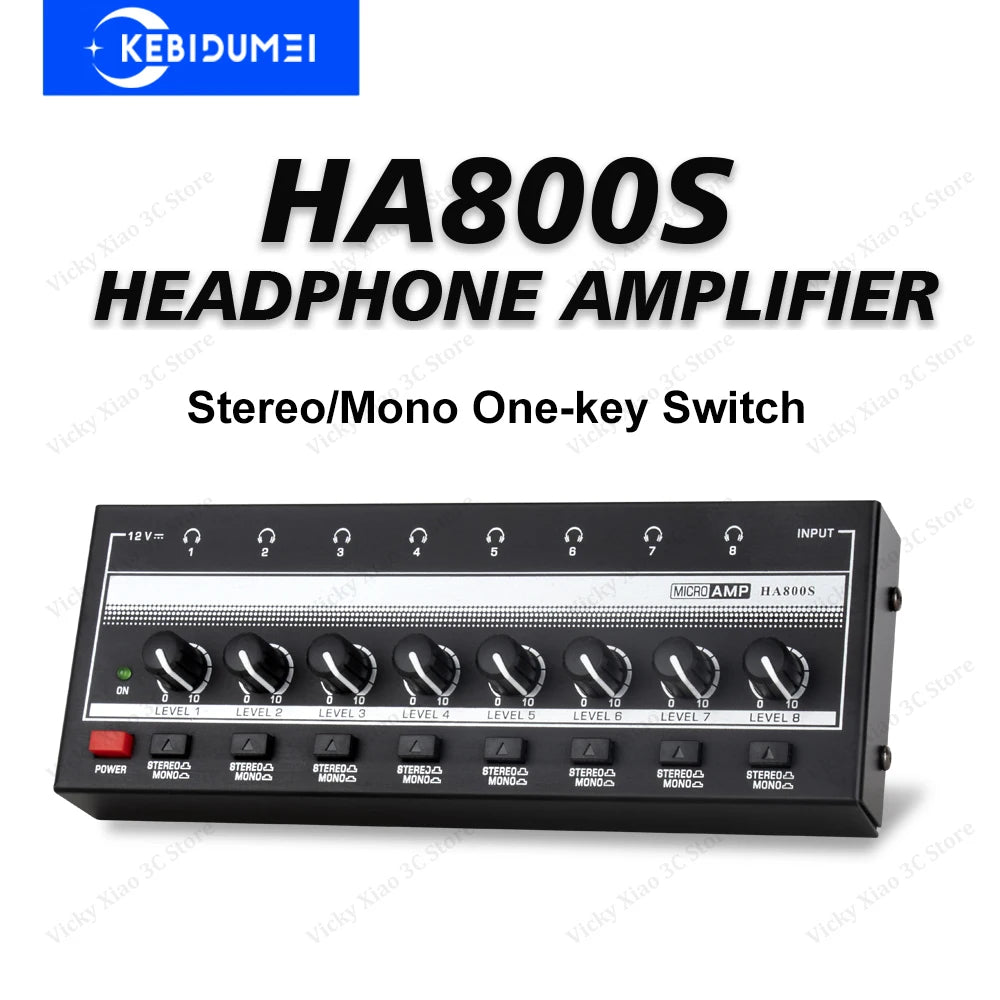 8 Channels Headphone Amplifier Mini Stereo Mono Switch Professional