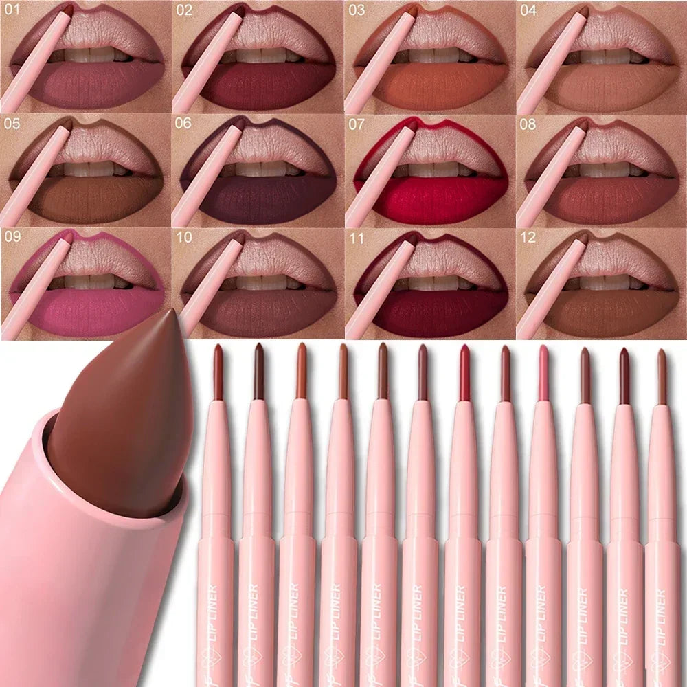 12Color Waterproof Lip Liner Pencil Dark Red Brown Lipstick Outline Zpaxo