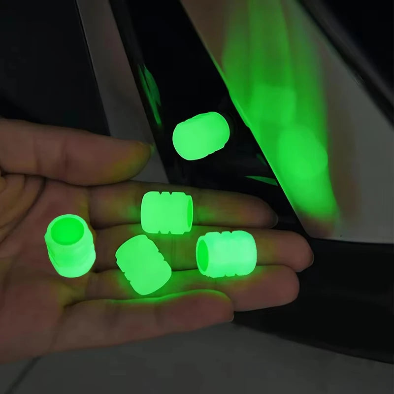 5pcs Luminous Valve Cap Car/Motorcycle/Bike Tire Screw Cap Protective Cap Valve Port Cars Tire decoration Parts Glow In Dark Zpaxo