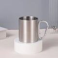 300ml Double-Wall Stainless Steel Camping Cup | Carabiner Camping Cup Zpaxo 300ml silvery
