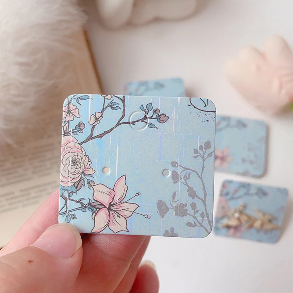 10/50/100Pcs Earring Display Cards Flower Pattern Earrings Holder Cards Tags DIY Earrings Packaging Zpaxo