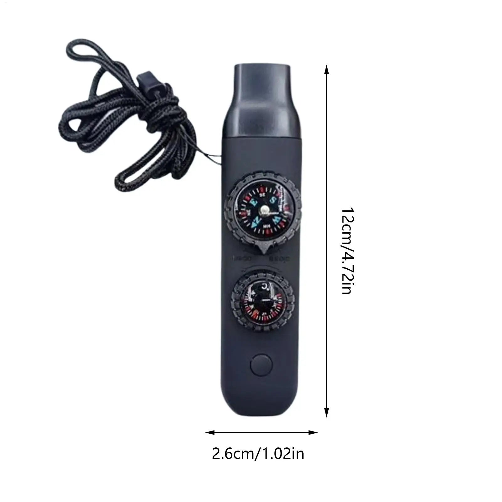 1 Survival Whistle Compass LED Light Thermometer Loud Emergency