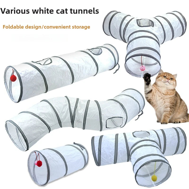 White Cat Passage Cat Tunnel Runway Cat Drilling Through The Ground Chinchilla Passage Pet Cat Toy Supplies Promote Relationship Zpaxo