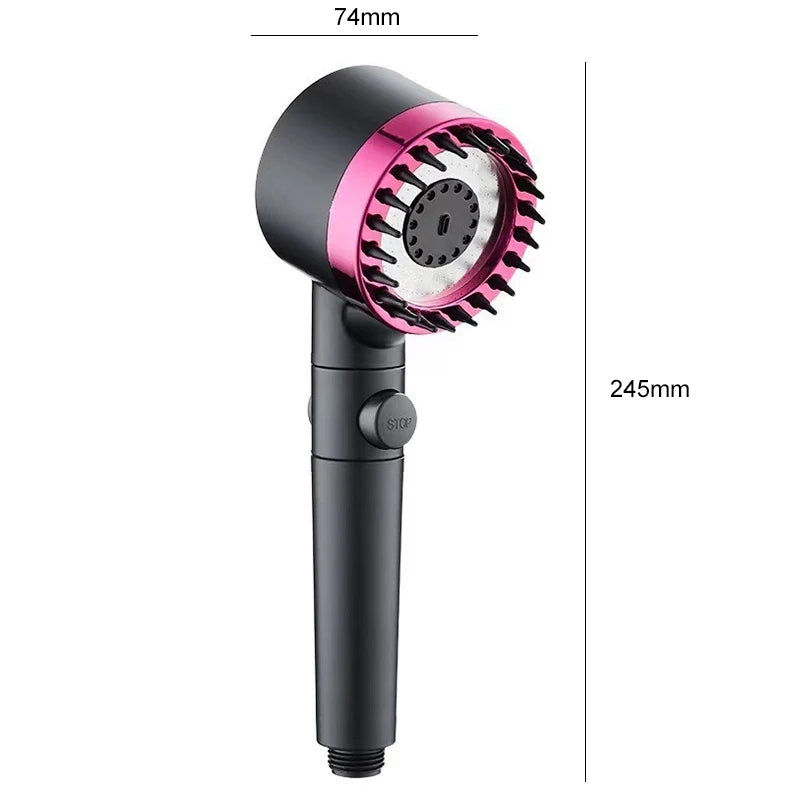 Pressure Massage Showerhead 4 Modes Rainfall Shower Head One-key Stop Zpaxo Purple shower head