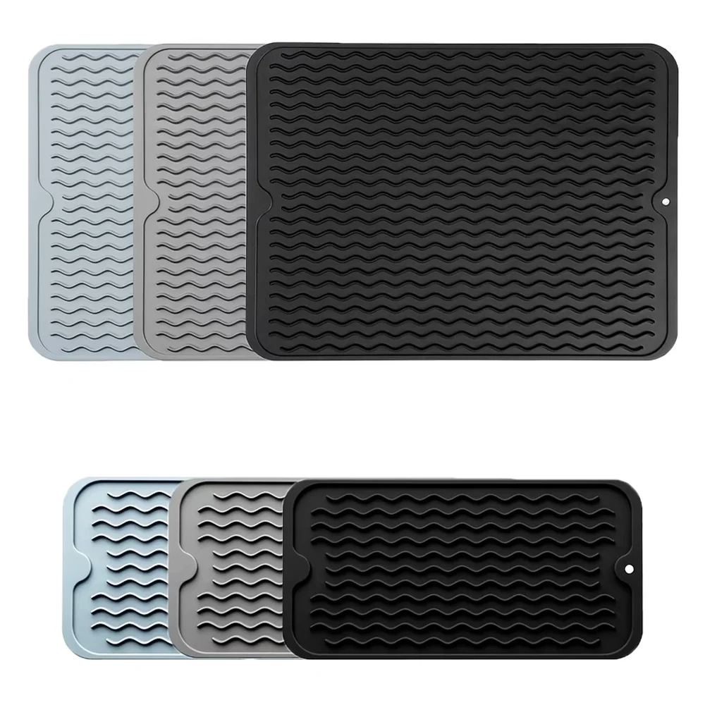Silicone Dish Drying Mat 2 Packs Non-slip Easy Clean Heat-resistant Zpaxo