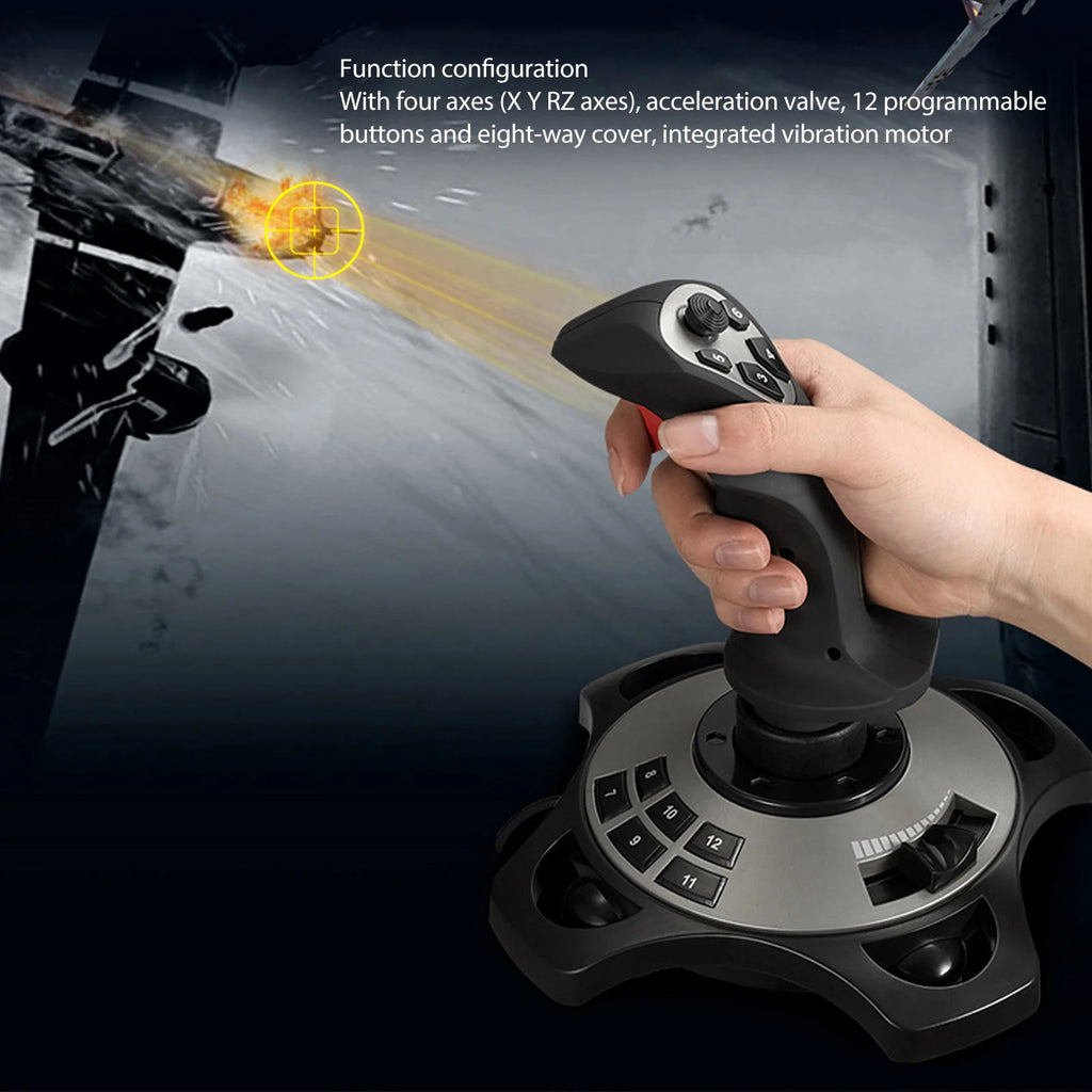 Flight Joystick Vibration Function Ergonomic Grip Professional