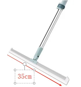 Magic Broom Silicone Bathroom Floor Scraper Household Bathroom Cleaning Squeegee Plastic Handle Two-In-One Dry And Wet Use Zpaxo 35cm Magic mop blue