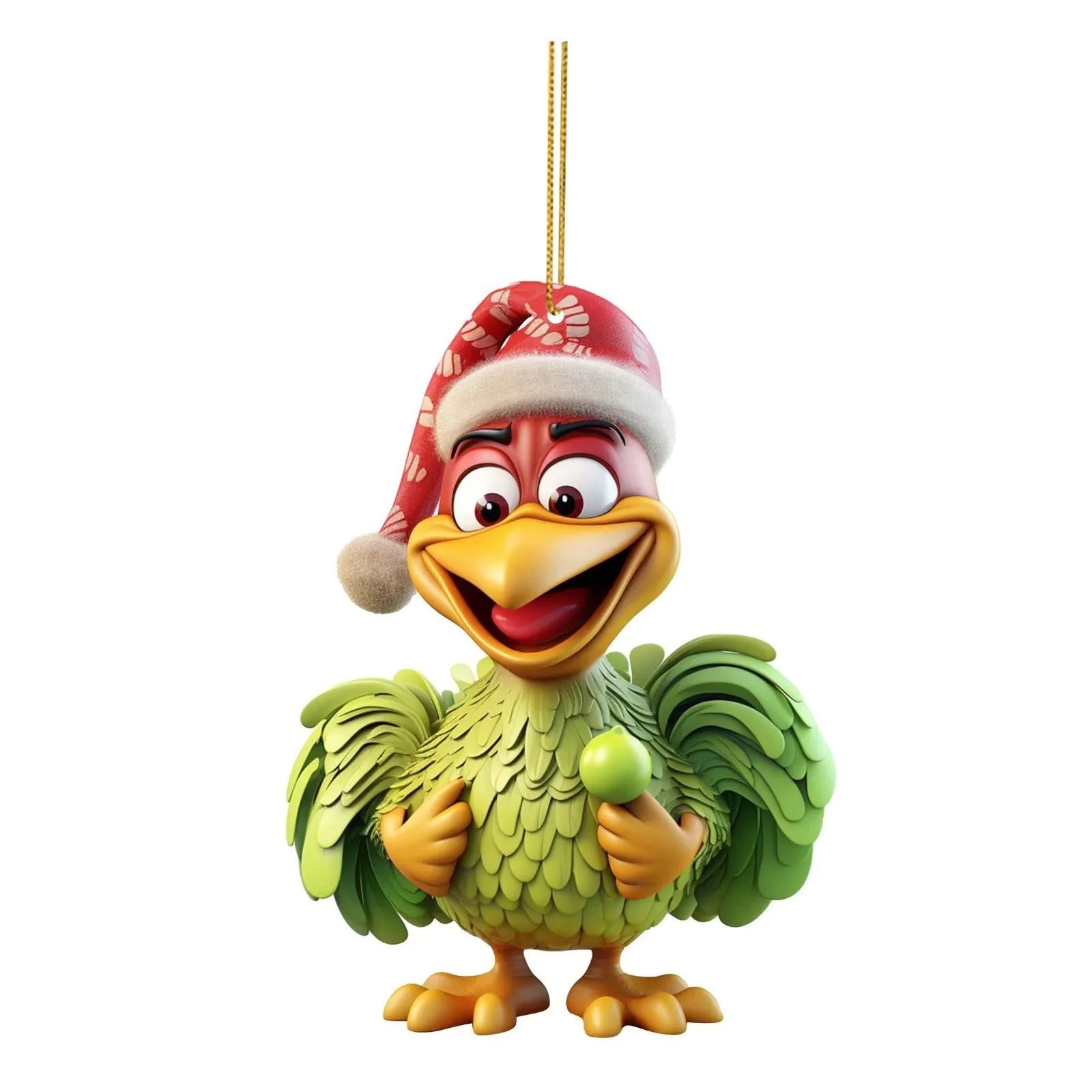 Funny 2D Acrylic Christmas Rooster Ornament – Tree Pendant