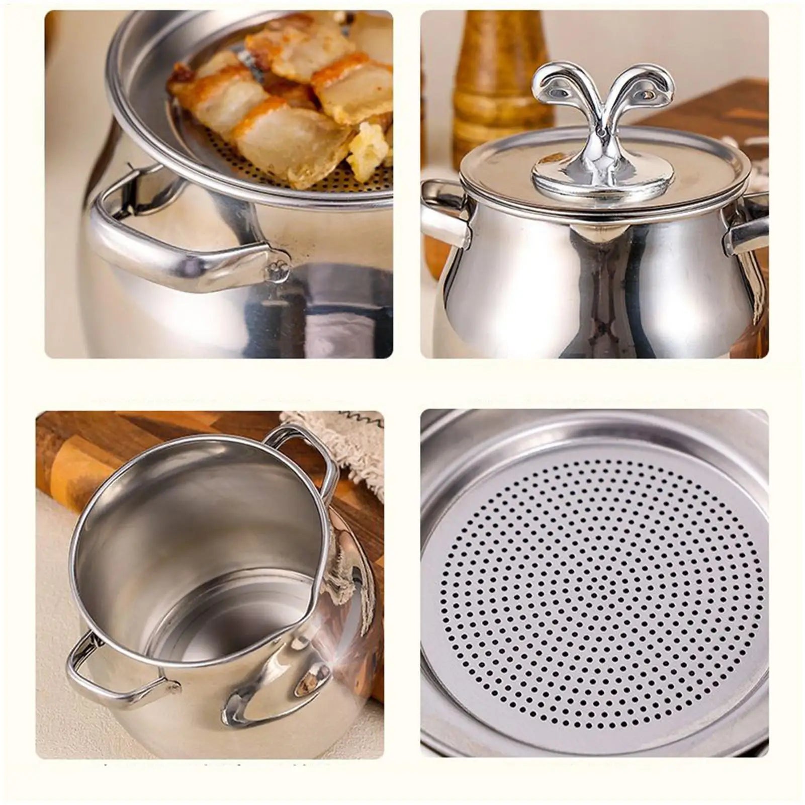 Stainless Steel Bacon Grease Keeper Container Strainer Spatula Drip