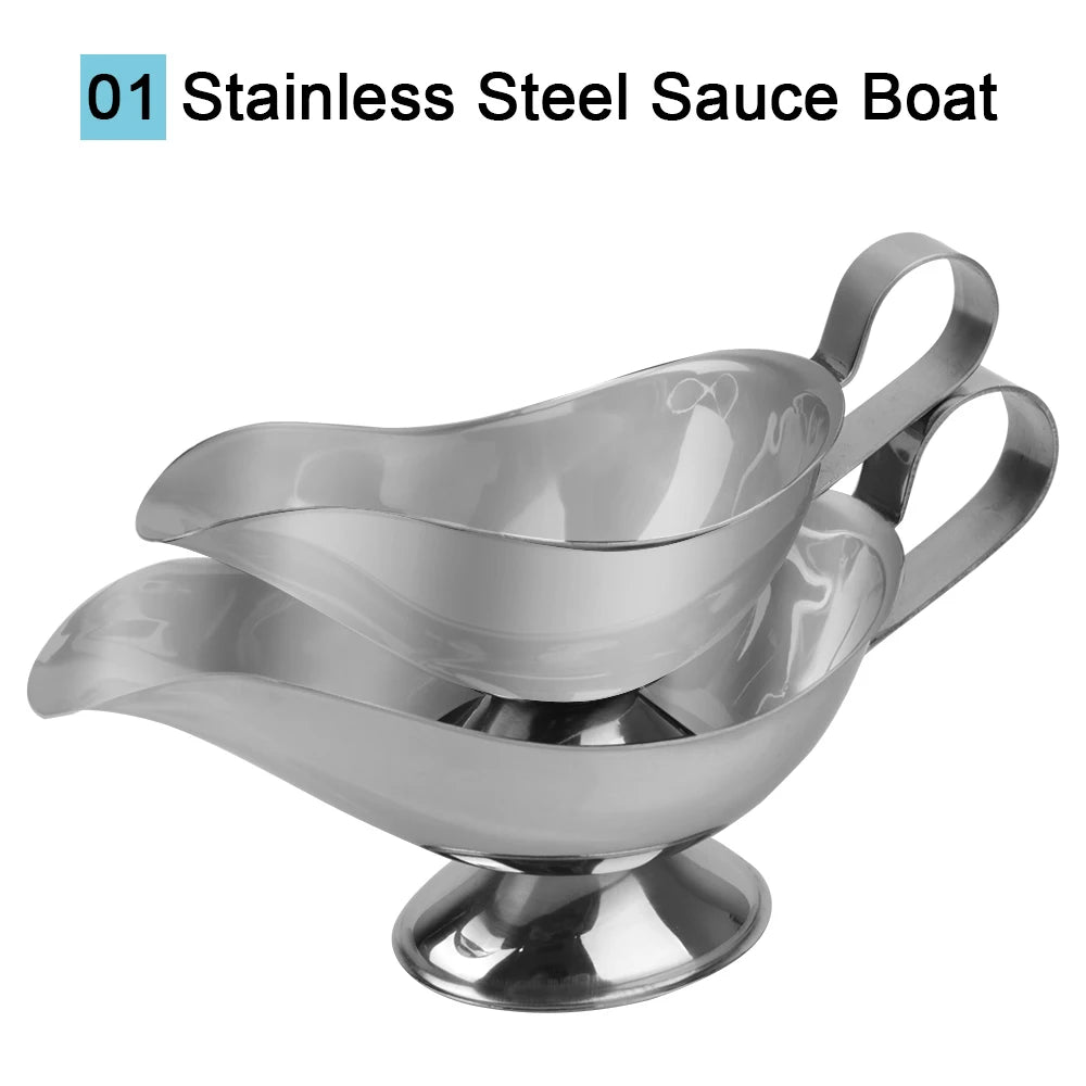 304 Stainless Steel Western Food Juice Boat Fruit Salad Dressing Kitchen Home Tool Black Pepper Sauce Cup Restaurant Bar Tool Zpaxo