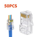 50 RJ45 Cat6 Pass Through Connector Gold Plated Unmodule Plug Network Zpaxo 50pcs