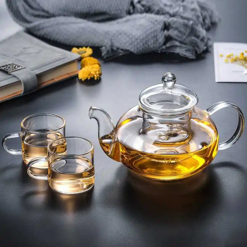 400/800/1000ml High Borosilicate Glass Tea Set, Including Flower Tea Pot, Complete Filtration and Brewing Tea Set Brewing Pot Zpaxo