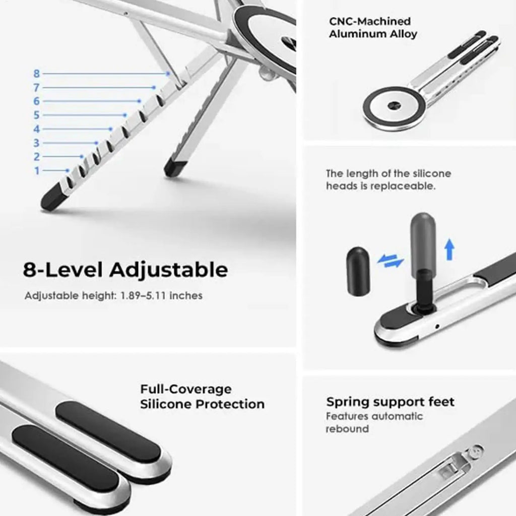 Adjustable Laptop Stand Magnetic Foldable Aluminum Alloy Portable